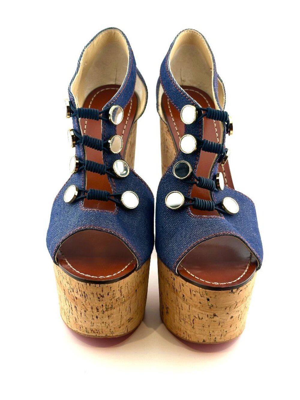 BRAND NEW CHRISTIAN LOUBOUTIN DENIM PLATFORM WEDGES SIZE 40